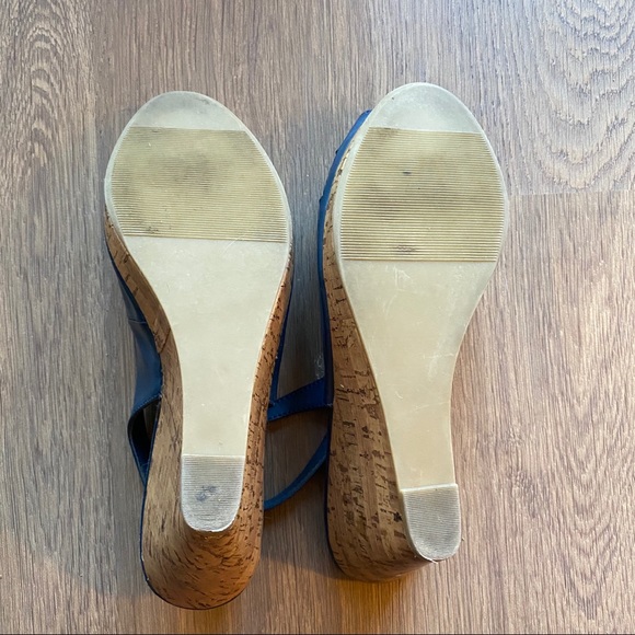 🟣 SHOEDAZZLE Saffron Blue Cork Wedge 8.5 EUC - Picture 4 of 7
